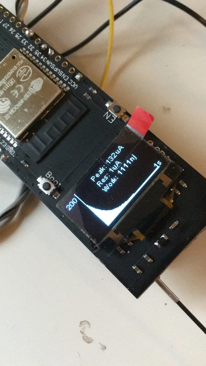Misura di consumo su display OLED: picco 132 µA