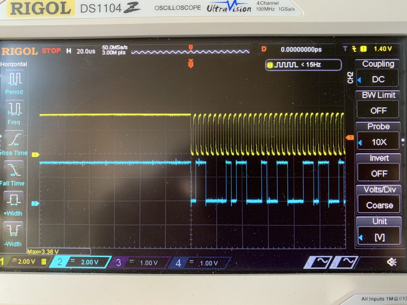 Traccia oscilloscopio: acquisizione di timing di un bus digitale